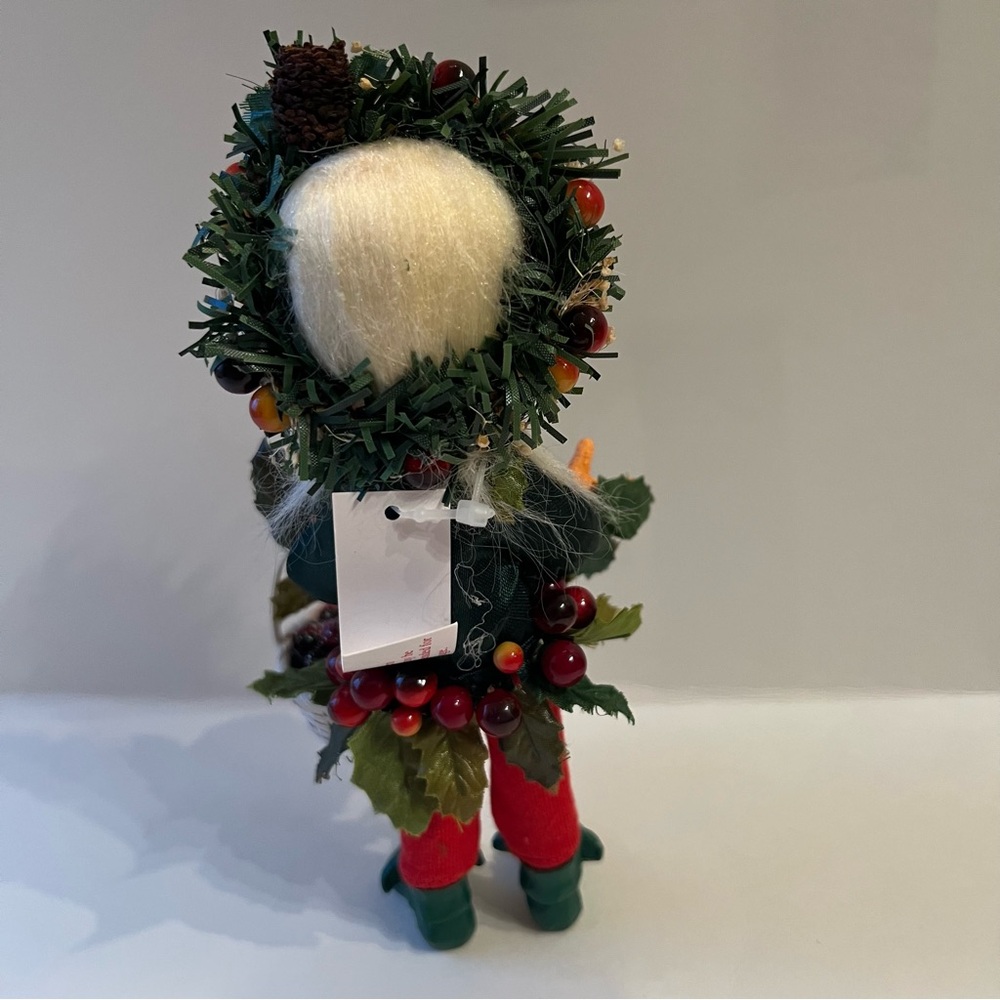 Annalee Mobilitee Doll Christmas Thimbles Elfin "Laurel" Wreath Maker Wood Box - Picture 8 of 15